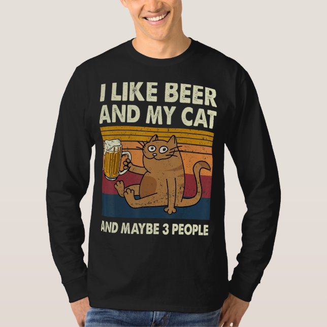 Camiseta Eu Gosto De Cerveja E Meu Gato E Talvez 3 Pessoas  (Frente)