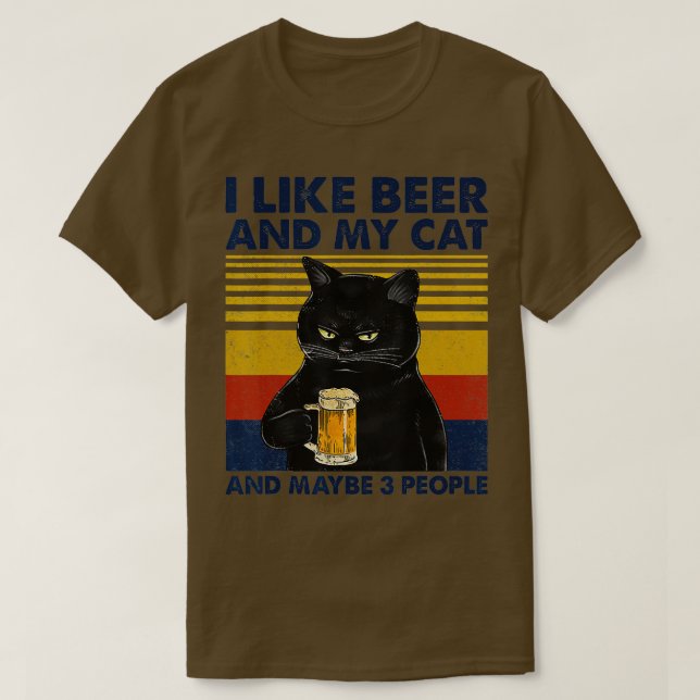 Camiseta Eu Gosto De Cerveja Meu Gato E Talvez 3 Pessoas En (Frente do Design)