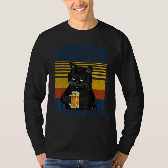 Camiseta Eu Gosto De Cerveja Meu Gato E Talvez 3 Pessoas En (Frente)