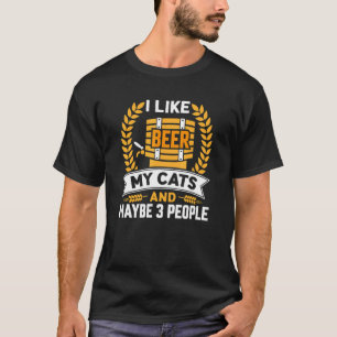 Camiseta Eu Gosto De Cerveja Meus Gatos E Talvez Três Pesso