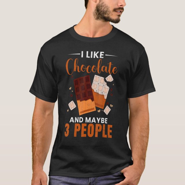 Camiseta Eu Gosto De Chocolate E Talvez 3 Pessoas De Comida (Frente)