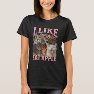 Camiseta Eu Gosto De Comer Grafia De Gato Engraçado De Gato