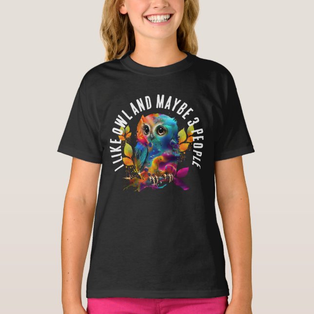 CAMISETA EU GOSTO DE CORUJA E TALVEZ 3 PESSOAS (Frente)