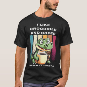 Camiseta Eu Gosto de Crocodilo e Café e Talvez 3 Pessoas