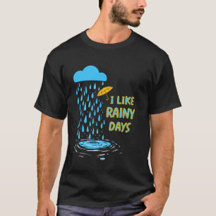 Camiseta Eu Gosto de Dias Chuvosos Tempo Guarda-Chuva Nuvem