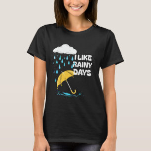 Camiseta Eu Gosto de Dias Chuvosos Tempo Guarda-Chuva Nuvem