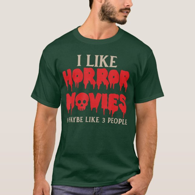 Camiseta Eu Gosto de Filmes de Terror Halloween retrô (Frente)