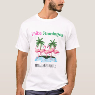 Camiseta Eu gosto de Flamingos e talvez três Pessoas
