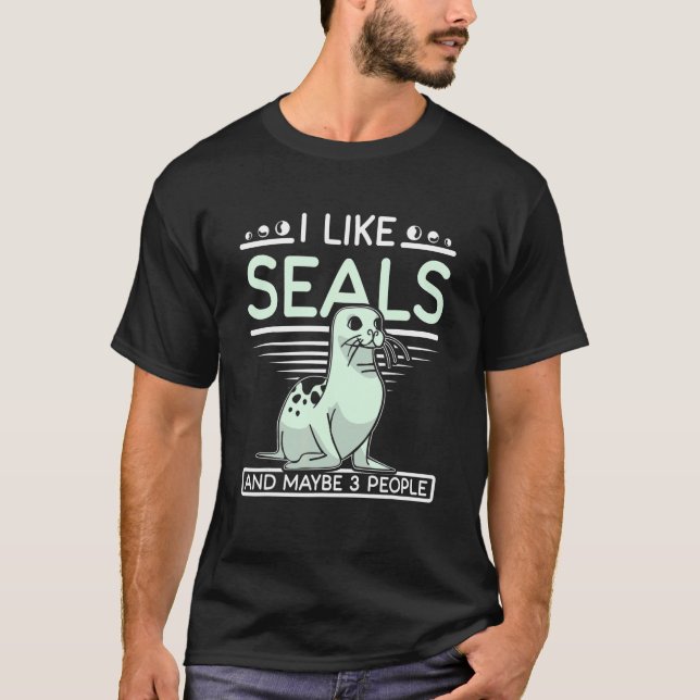 Camiseta Eu gosto de focas e talvez três pessoas (Frente)