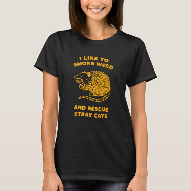 Camiseta Eu Gosto De Fumar Maconha E Resgatar Gatos THC Sto (Frente)