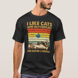 Camiseta Eu Gosto de Gatos Borboletas E Talvez 3 Pessoas