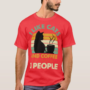 Camiseta Eu gosto de gatos, café e talvez 3 Pessoas 1