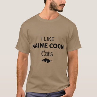 Camiseta Eu Gosto De Gatos De Maine Coon De Grande Tamanho