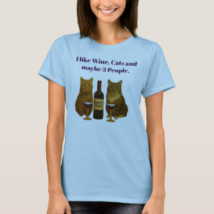 CAMISETA EU GOSTO DE GATOS DE VINHO E TALVEZ 3 PESSOAS