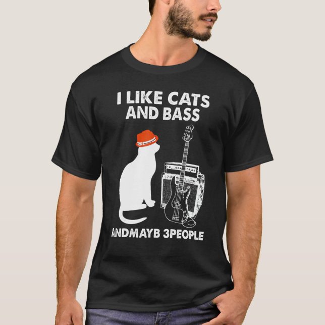 Camiseta Eu Gosto de Gatos e Baixo e Talvez 3 Pessoas Eu Go (Frente)