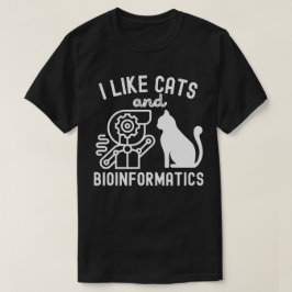 Camiseta Eu gosto de gatos e bioinformática