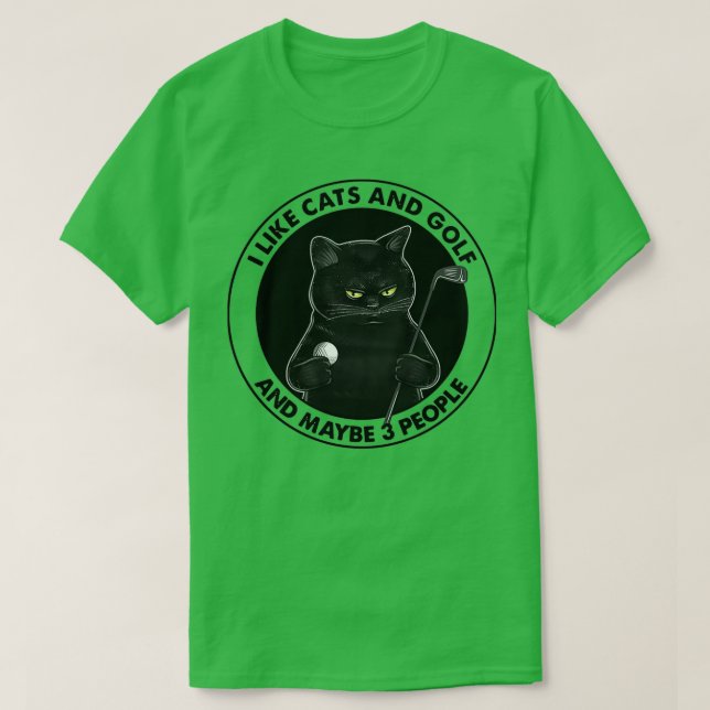 CAMISETA EU GOSTO DE GATOS E GOLFE TALVEZ 3 PESSOAS (Frente do Design)