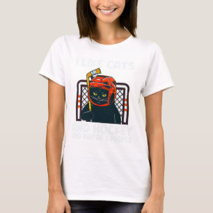 Camiseta Eu Gosto de Gatos E Hóquei E Talvez 3 Pessoas Gato