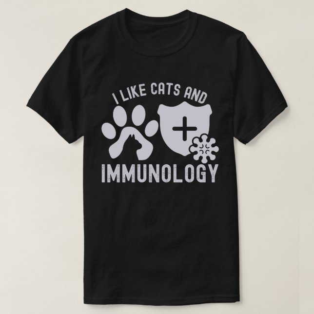 Camiseta Eu Gosto de Gatos e Imunologia (Frente do Design)