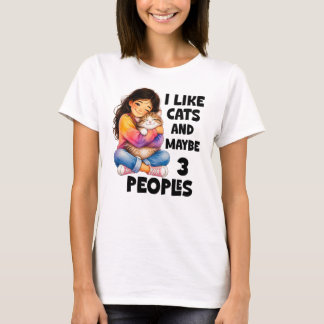Camiseta Eu Gosto de Gatos E Talvez 3 Pessoas