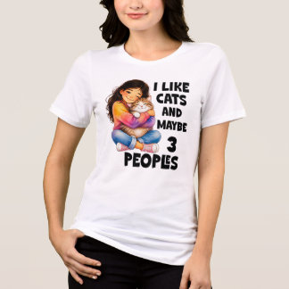Camiseta Eu Gosto de Gatos E Talvez 3 Pessoas