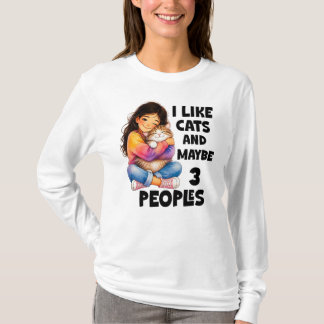 Camiseta Eu Gosto de Gatos E Talvez 3 Pessoas