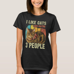 Camiseta Eu Gosto De Gatos E Talvez 3 Pessoas De Gato De Ga