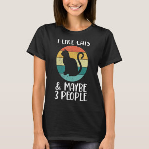 Camiseta Eu Gosto De Gatos E Talvez 3 Pessoas De Gato Retro
