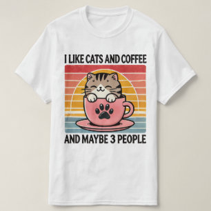Camiseta Eu gosto de gatos e talvez 3 pessoas engraçadas
