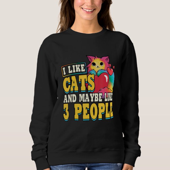 Camiseta Eu Gosto De Gatos E Talvez Como 3 Pessoas De Gato  (Frente)