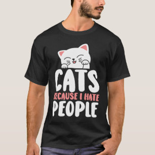 Camiseta Eu gosto de gatos e talvez como três pessoas.