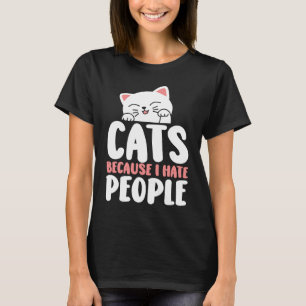 Camiseta Eu gosto de gatos e talvez como três pessoas.