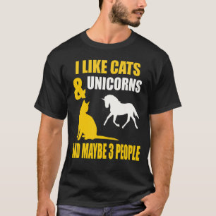 Camiseta Eu Gosto de Gatos e Unicórnios Roupa Divertida de