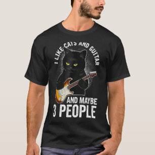 Camiseta Eu Gosto De Gatos E Violão E Talvez 3 Pessoas Guit