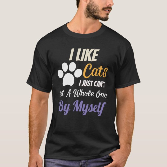 Camiseta Eu gosto de gatos que eu não consigo comer um todo (Frente)