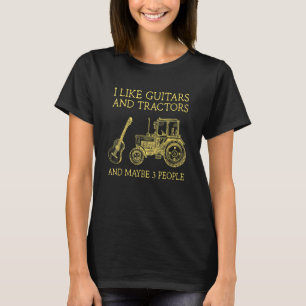 Camiseta Eu Gosto De Guitarras E Tratores E Talvez Três Pes
