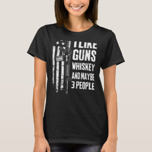 Camiseta Eu Gosto De Guns Whiskey E Talvez 3 Pessoas Usa Ar
