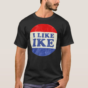 Camiseta Eu Gosto De Ike Politico Button Vintage Afetado