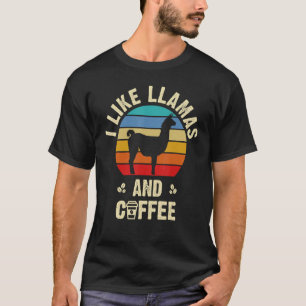 Camiseta Eu gosto de Lhamas e café Engraçado Vintage lama t