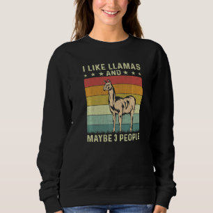 Camiseta Eu Gosto de Lhamas E Talvez 3 Pessoas Retro 60s 70