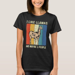 Camiseta Eu Gosto de Lhamas e Talvez 3 Pessoas Retro Lhamas