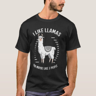 Camiseta Eu Gosto De Lhamas E Talvez De 3 Pessoas