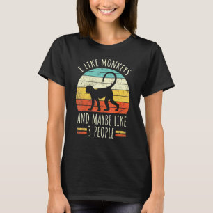 Camiseta Eu Gosto De Macacos E Talvez De 3 Pessoas De Monge
