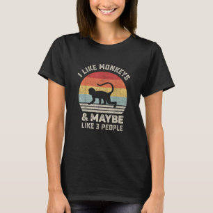 Camiseta Eu Gosto de Macacos & Talvez 3 Pessoas Humor Retro