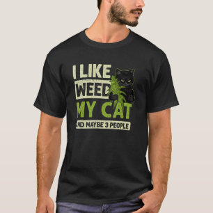 Camiseta Eu Gosto de Maconha Meu Gato E Talvez 3 Pessoas Ga