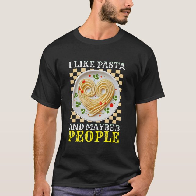Camiseta eu gosto de massa e talvez 3 pessoas (Frente)