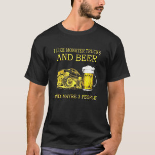 Camiseta Eu Gosto De Monstros E Cerveja E Talvez 3 Pessoas