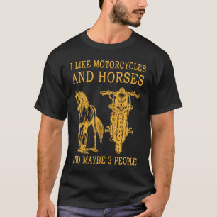 Camiseta Eu Gosto de Motocicletas e Cavalos e Talvez 3 Pess