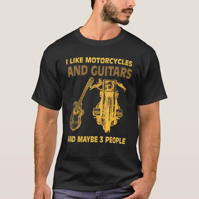 Camiseta Eu Gosto De Motocicletas E Guitarras (Frente)