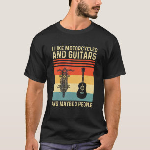 Camiseta Eu Gosto De Motocicletas E Guitarras E Talvez 3 Pe
